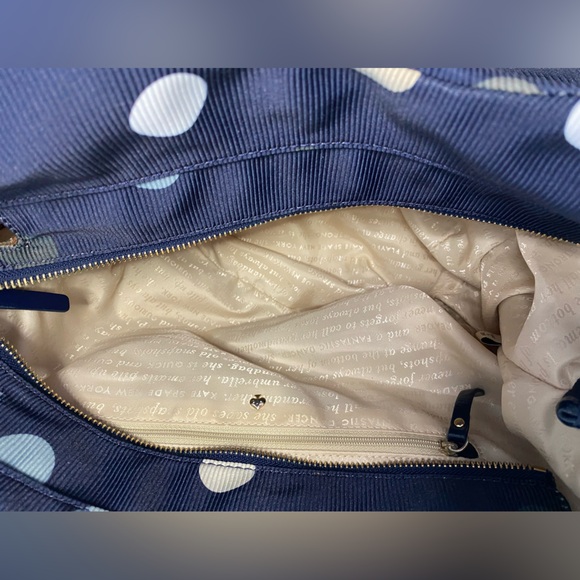 Kate Spade EUC Rare Park Row Karen Hobo Bag Navy Blue with Multicolored Dots - Picture 11 of 16